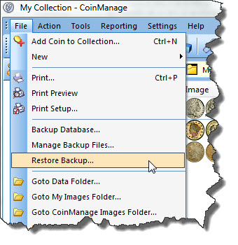 Restore Backup from File menu item