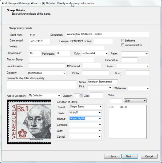 StampManage Add Stamp Wizard