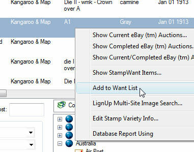 StampManage Want List