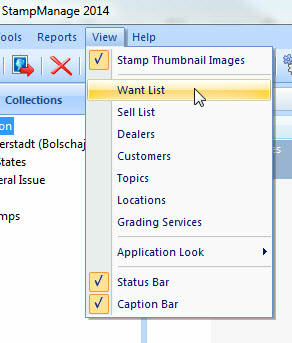 StampManage Want List